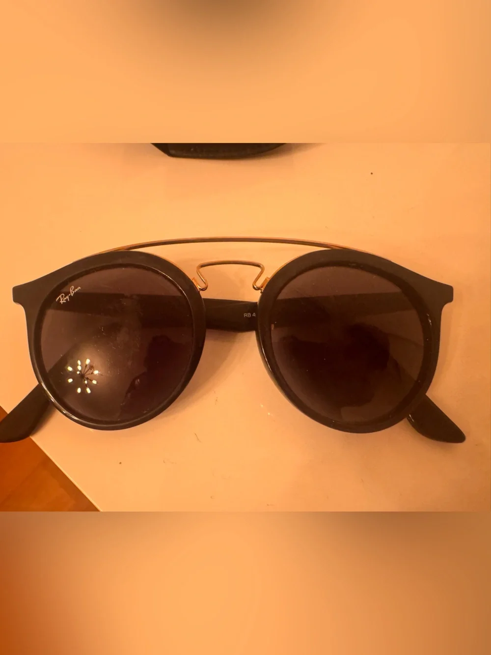 Ray-Ban Black Sunglasses with Gold Double Bridge